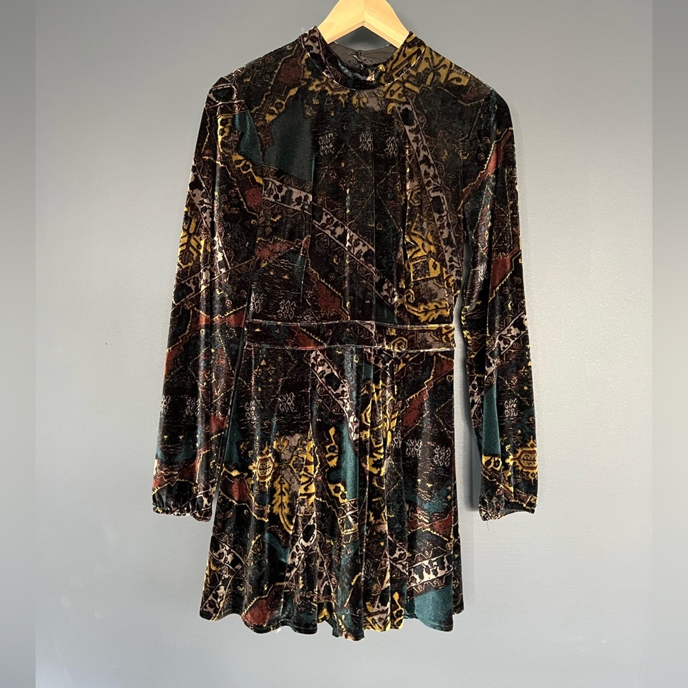 Free People , Romper, velvet paisley, open back, size 4